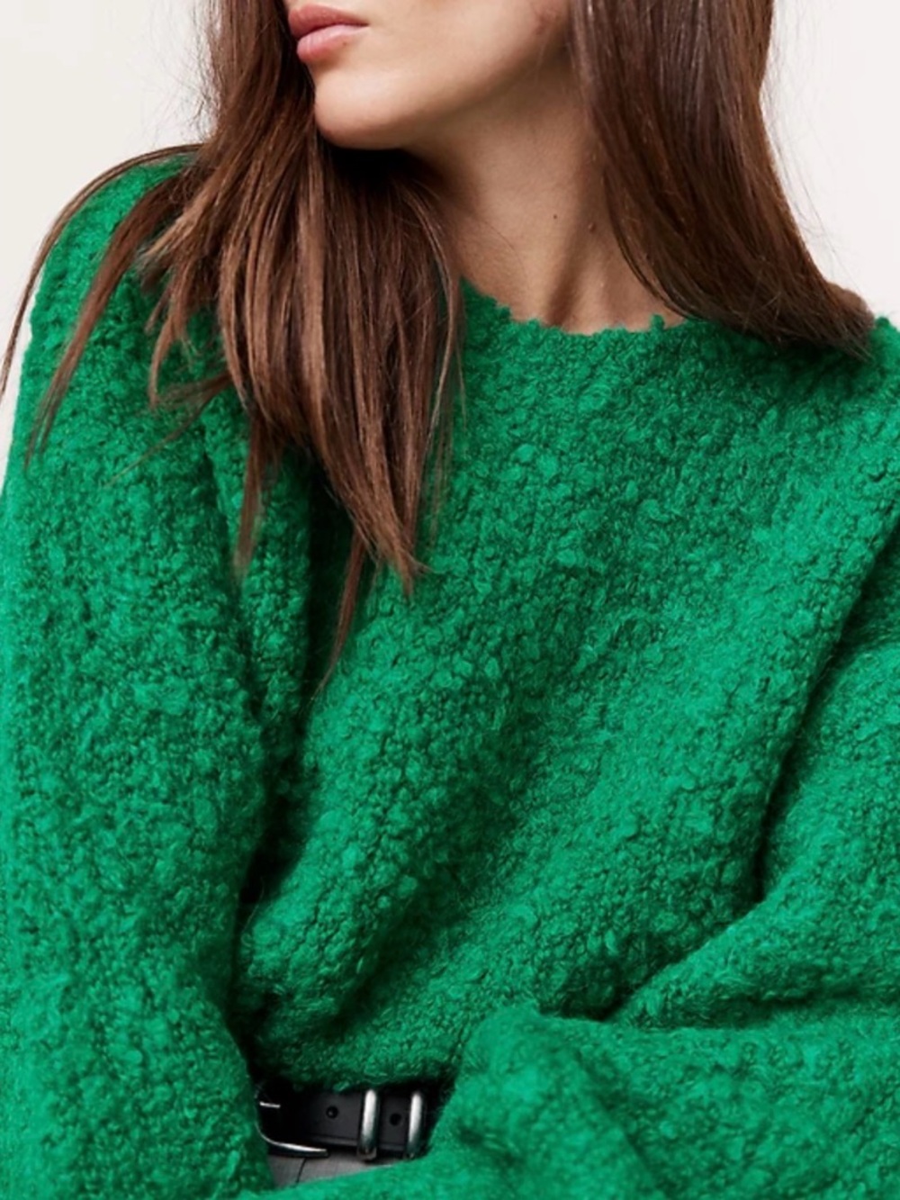 Banana Republic Emerald Green Bouclé Crewneck Sweater